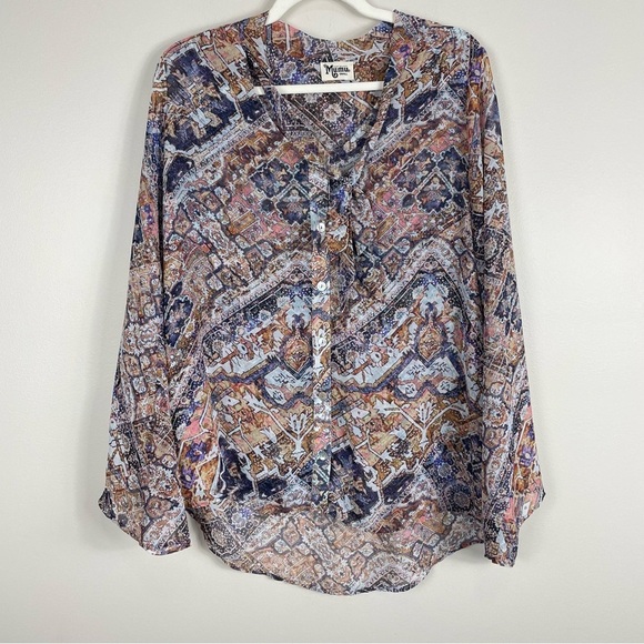Show Me Your MuMu Blouse Taylor Tie Tunic Womens Small Button Up Long Sleeve - Picture 6 of 7